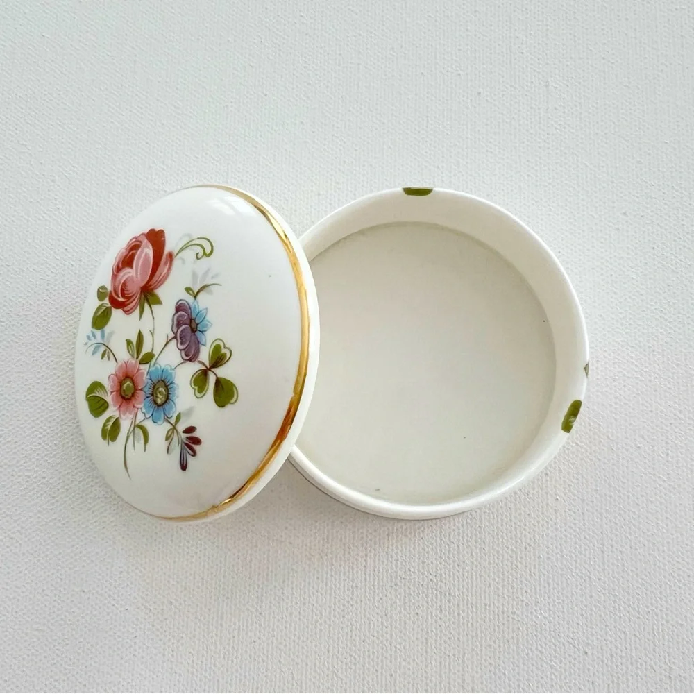 Vintage Queensway Floral Bone China Trinket Jewelry Box